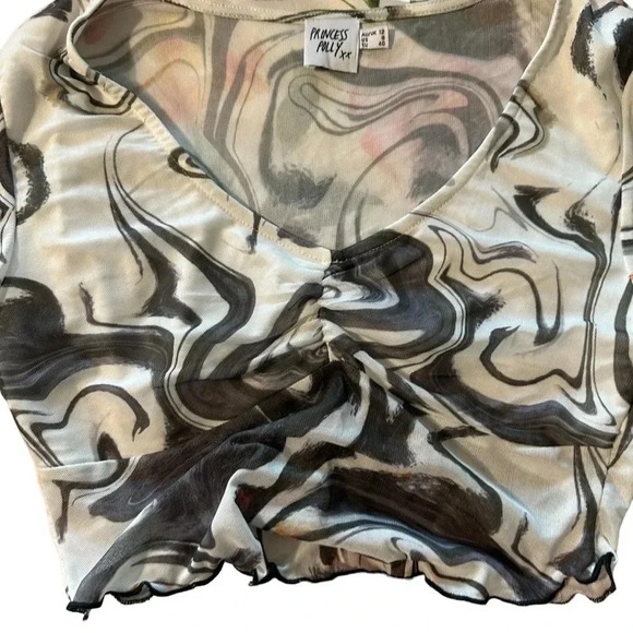 Princess Polly PRESSMAN TOP WHITE / BLACK cropped women's size 8 - Picture 4 of 4